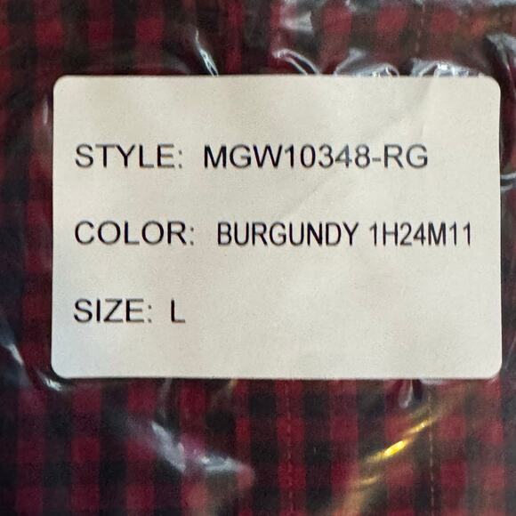 Hawker Rye Men's Checkered Button-Down Shirt Burgundy 100% Cotton NWT Large - Picture 8 of 10